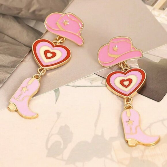 Barbiecore Earrings! Cowgirl! - Picture 4 of 4